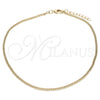 Tobillera Básica 04.213.0090.10 Oro Laminado, Diseño de Miami Cubana, Pulido, Tono Dorado (02 MM Thickness, 10 Inches Length)