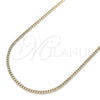 Gargantilla Basica 04.213.0090.24 Oro Laminado, Diseño de Miami Cubana, Pulido, Tono Dorado (02 MM Thickness, 24 Inches Length)
