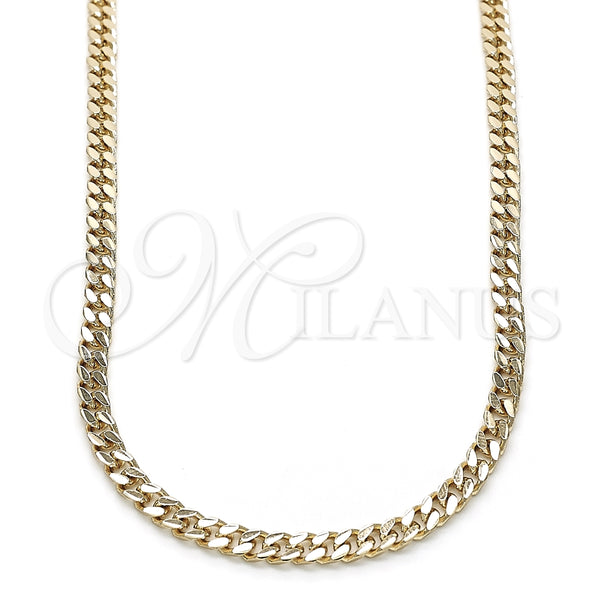 Gargantilla Basica 04.213.0169.22 Oro Laminado, Diseño de Miami Cubana, Pulido, Tono Dorado (04 MM Thickness, 22 Inches Length)