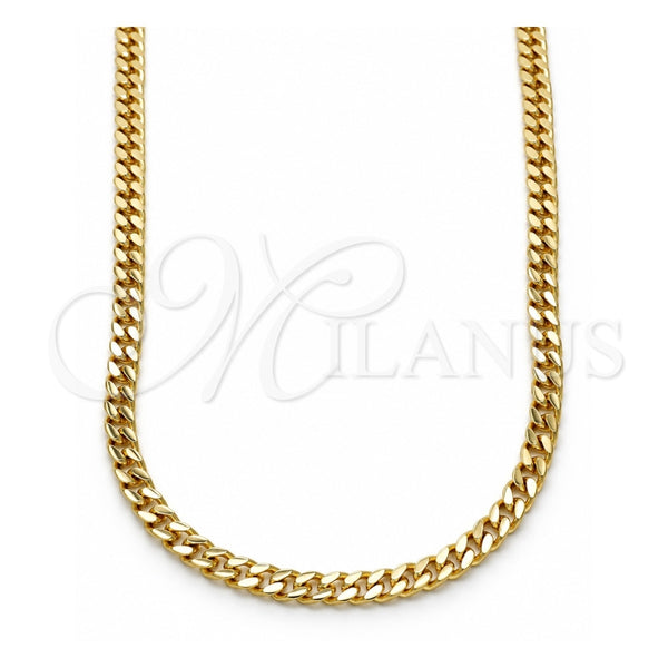 Gargantilla Basica 04.213.0169.22 Oro Laminado, Diseño de Miami Cubana, Pulido, Tono Dorado (04 MM Thickness, 22 Inches Length)