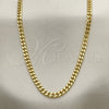 Gargantilla Basica 04.213.0169.24 Oro Laminado, Diseño de Miami Cubana, Pulido, Tono Dorado (04 MM Thickness, 24 Inches Length)