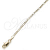 Tobillera Básica 04.213.0171.10 Oro Laminado, Diseño de Figaro, Pulido, Tono Dorado (02 MM Thickness, 10 Inches Length)