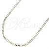 Gargantilla Basica 04.213.0171.24 Oro Laminado, Diseño de Figaro, Pulido, Tono Dorado (02 MM Thickness, 24 Inches Length)
