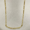 Gargantilla Basica 04.213.0171.24 Oro Laminado, Diseño de Figaro, Pulido, Tono Dorado (02 MM Thickness, 24 Inches Length)