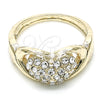 Anillo Multi Piedra 01.372.0001.09 Oro Laminado, Diseño de Corazón, con Blanca Cristal, Pulido, Tono Dorado (Size 9)