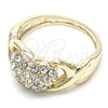 Anillo Multi Piedra 01.372.0001.09 Oro Laminado, Diseño de Corazón, con Blanca Cristal, Pulido, Tono Dorado (Size 9)