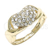 Anillo Multi Piedra 01.372.0001.10 Oro Laminado, Diseño de Corazón, con Blanca Cristal, Pulido, Tono Dorado (Size 10)