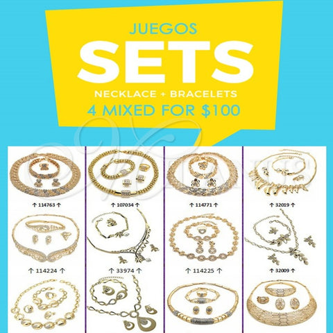Juego de Arete y Dije de Adulto NKSET04100-1 Oro Laminado, Pulido, Tono Dorado