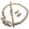 Collar, Pulsera y Dije 06.372.0001 Oro Laminado, Diseño de Besos y Abrazos y Amor, con Cristal Blanca, Pulido, Tono Dorado