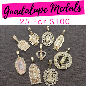 Kit Surtido de 25 Medallas de Guadalupe de Oro Laminado al por mayor — SKU 132109