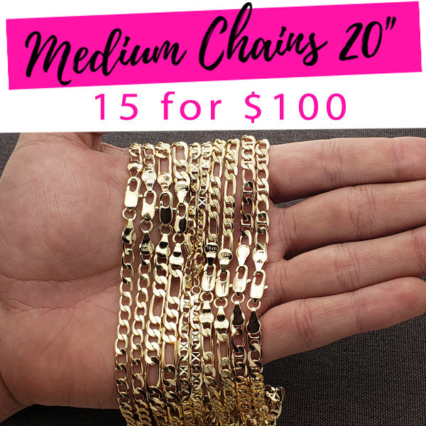 Kit Surtido de 20 Cadenas Medianas de Oro Laminado al por mayor — SKU 132118