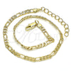 Tobillera Básica 04.213.0144.10 Oro Laminado, Diseño de Figaro, Pulido, Tono Dorado (0.80 Gauge, 03 MM Thickness, 10 Inches Length)
