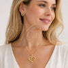 Juego de Arete y Dije de Adulto 10.342.0029 Oro Laminado, Diseño de Mama y Corazón, con Micro Pave Blanca, Pulido, Tono Dorado