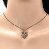 Juego de Arete y Dije de Adulto 10.342.0029 Oro Laminado, Diseño de Mama y Corazón, con Micro Pave Blanca, Pulido, Tono Dorado