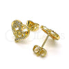 Arete Dormilona 02.342.0068 Oro Laminado, Diseño de Mama y Corazón, con Blanca Micro Pave, Pulido, Tono Dorado