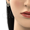 Arete Dormilona 02.342.0069 Oro Laminado, Diseño de Mama y Corazón, con Blanca Micro Pave, Pulido, Tono Dorado