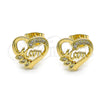 Arete Dormilona 02.342.0069 Oro Laminado, Diseño de Mama y Corazón, con Blanca Micro Pave, Pulido, Tono Dorado