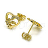 Arete Dormilona 02.342.0069 Oro Laminado, Diseño de Mama y Corazón, con Blanca Micro Pave, Pulido, Tono Dorado