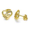 Arete Dormilona 02.342.0069 Oro Laminado, Diseño de Mama y Corazón, con Blanca Micro Pave, Pulido, Tono Dorado