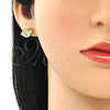 Arete Dormilona 02.341.0028 Oro Laminado, Diseño de Ojo Griego, con Blanca Zirconia Cubica, Pulido, Tono Dorado