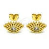 Arete Dormilona 02.341.0028 Oro Laminado, Diseño de Ojo Griego, con Blanca Zirconia Cubica, Pulido, Tono Dorado