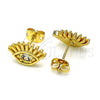 Arete Dormilona 02.341.0028 Oro Laminado, Diseño de Ojo Griego, con Blanca Zirconia Cubica, Pulido, Tono Dorado