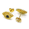 Arete Dormilona 02.341.0028.1 Oro Laminado, Diseño de Ojo Griego, con Negro Zirconia Cubica, Pulido, Tono Dorado