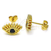 Arete Dormilona 02.341.0028.1 Oro Laminado, Diseño de Ojo Griego, con Negro Zirconia Cubica, Pulido, Tono Dorado