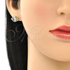 Arete Dormilona 02.341.0031 Oro Laminado, Diseño de Ojo Griego, con Multicolor Zirconia Cubica, Esmaltado Blanco, Tono Dorado