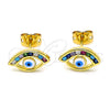 Arete Dormilona 02.341.0031 Oro Laminado, Diseño de Ojo Griego, con Multicolor Zirconia Cubica, Esmaltado Blanco, Tono Dorado