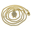 Collares con Dije 04.341.0022.1.20 Oro Laminado, Diseño de Niñita Pequeña, con Blanca Micro Pave, Pulido, Tono Dorado (0.50 Gauge, 02 MM Thickness, 20 Inches Length)