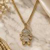 Collares con Dije 04.341.0022.1.20 Oro Laminado, Diseño de Niñita Pequeña, con Micro Pave Blanca, Pulido, Tono Dorado (Calibre 0.50, Grosor 02 MM, 20 Pulgadas de Largo)