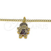 Collares con Dije 04.341.0022.2.20 Oro Laminado, Diseño de Niñita Pequeña, con Granate and Blanca Micro Pave, Esmaltado Negro, Tono Dorado (02 MM Thickness, 20 Inches Length)
