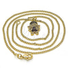 Collares con Dije 04.341.0022.2.20 Oro Laminado, Diseño de Niñita Pequeña, con Granate and Blanca Micro Pave, Esmaltado Negro, Tono Dorado (02 MM Thickness, 20 Inches Length)