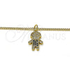 Collares con Dije 04.341.0023.20 Oro Laminado, Diseño de Niñito Pequeño, con Zafiro Azul and Blanca Micro Pave, Pulido, Tono Dorado (02 MM Thickness, 20 Inches Length)