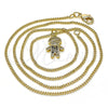 Collares con Dije 04.341.0023.20 Oro Laminado, Diseño de Niñito Pequeño, con Zafiro Azul and Blanca Micro Pave, Pulido, Tono Dorado (02 MM Thickness, 20 Inches Length)