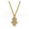Collares con Dije 04.341.0023.1.20 Oro Laminado, Diseño de Niñito Pequeño, con Micro Pave Blanca, Pulido, Tono Dorado (Grosor 02 MM, 20 Pulgadas de Largo)