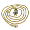 Collares con Dije 04.341.0023.2.20 Oro Laminado, Diseño de Niñito Pequeño, con Multicolor and Blanca Micro Pave, Esmaltado Negro, Tono Dorado (02 MM Thickness, 20 Inches Length)