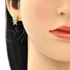 Arete Dormilona 02.341.0032 Oro Laminado, Diseño de Niñito Pequeño, con Multicolor Micro Pave, Pulido, Tono Dorado