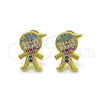 Arete Dormilona 02.341.0032 Oro Laminado, Diseño de Niñito Pequeño, con Multicolor Micro Pave, Pulido, Tono Dorado