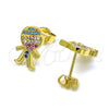 Arete Dormilona 02.341.0032 Oro Laminado, Diseño de Niñito Pequeño, con Multicolor Micro Pave, Pulido, Tono Dorado