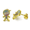 Arete Dormilona 02.341.0032 Oro Laminado, Diseño de Niñito Pequeño, con Multicolor Micro Pave, Pulido, Tono Dorado