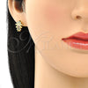Arete Dormilona 02.341.0033 Oro Laminado, Diseño de Niñita Pequeña, con Multicolor Micro Pave, Pulido, Tono Dorado