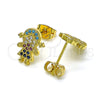 Arete Dormilona 02.341.0033 Oro Laminado, Diseño de Niñita Pequeña, con Multicolor Micro Pave, Pulido, Tono Dorado