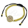 Pulsera Elegante 03.362.0017.11 Oro Laminado, Diseño de Bola, con Rubi and Blanca Micro Pave, Pulido, Tono Dorado (04 MM Thickness, 11 Inches Length)