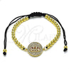 Pulsera Elegante 03.362.0017.11 Oro Laminado, Diseño de Bola, con Rubi and Blanca Micro Pave, Pulido, Tono Dorado (04 MM Thickness, 11 Inches Length)
