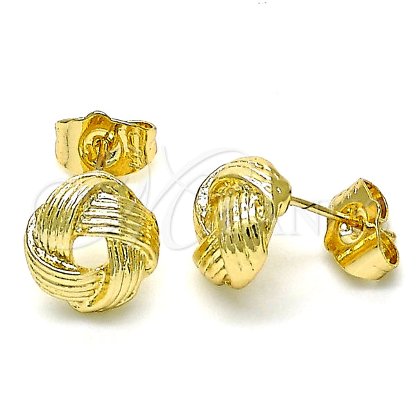 Arete Dormilona 02.213.0165 Oro Laminado, Diseño de Nudo, Pulido, Tono Dorado