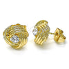 Arete Dormilona 02.213.0166 Oro Laminado, Diseño de Nudo, con Blanca Zirconia Cubica, Pulido, Tono Dorado