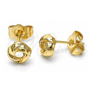 Arete Dormilona 02.213.0167 Oro Laminado, Diseño de Nudo, Pulido, Tono Dorado