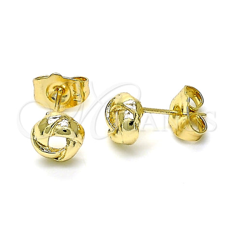 Arete Dormilona 02.213.0167 Oro Laminado, Diseño de Nudo, Pulido, Tono Dorado